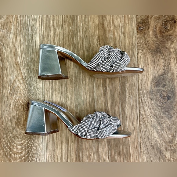 Steve Madden Maillot Braided Embellished Glitter Heeled Sandal -Size 4 NWOT - Picture 3 of 6